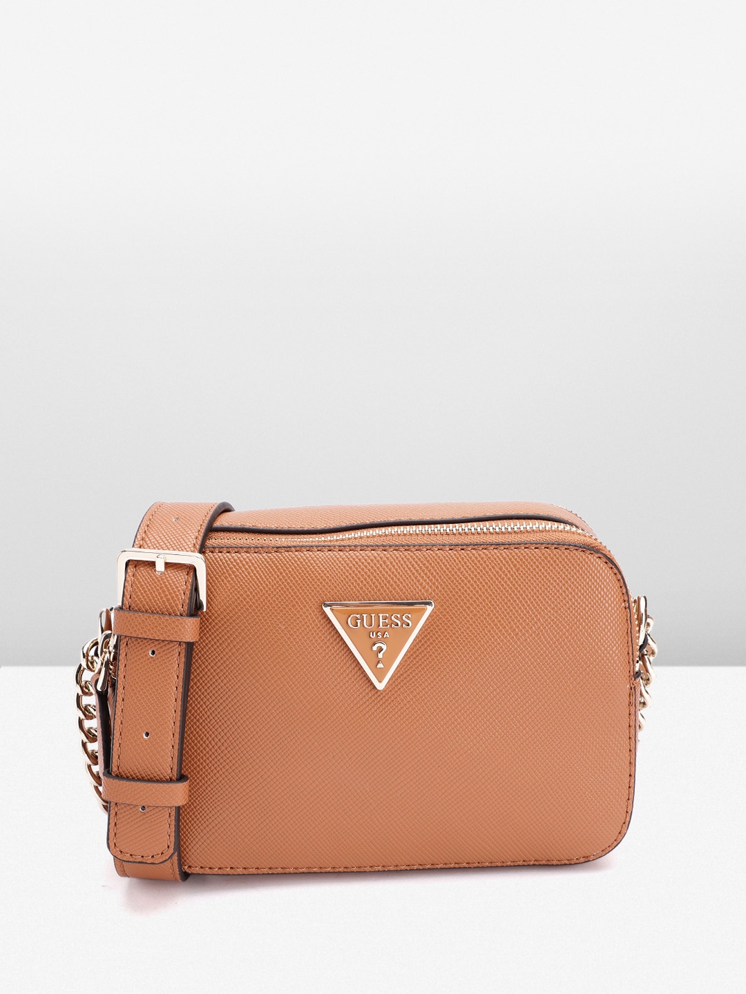 

GUESS Women Textured Structured Sling Bag, Brown