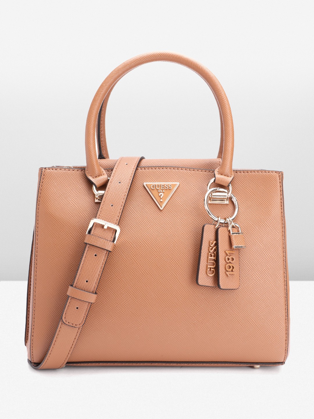 

GUESS Structured Handheld Bag, Tan