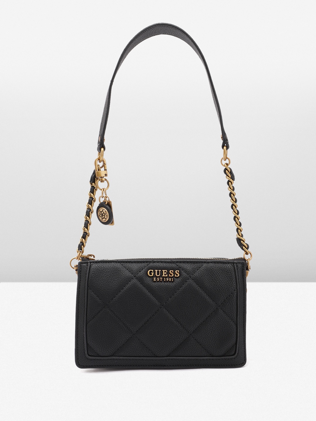 

GUESS Structured Shoulder Bag with Quilted, Black