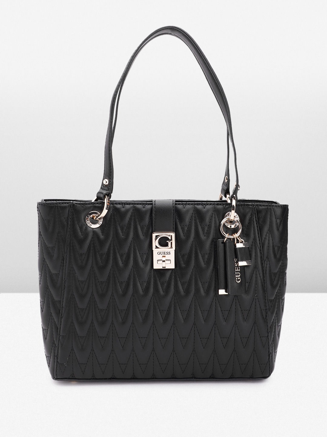 

GUESS Structured Shoulder Bag with Quilted Detail, Black