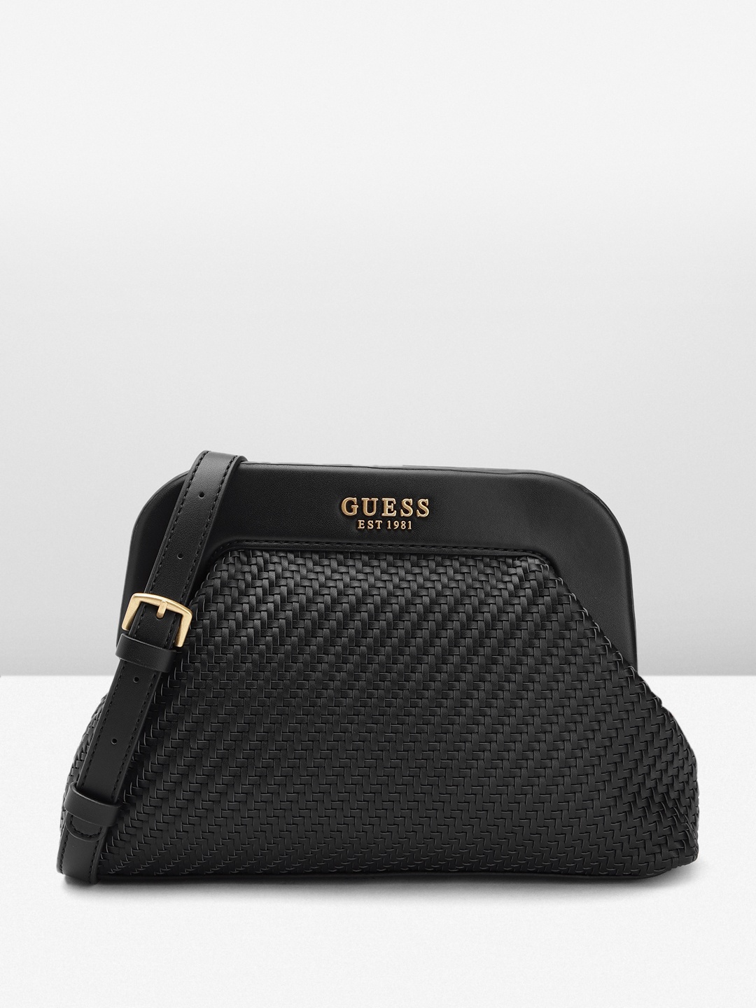 

GUESS Basket Weave Clutch, Black