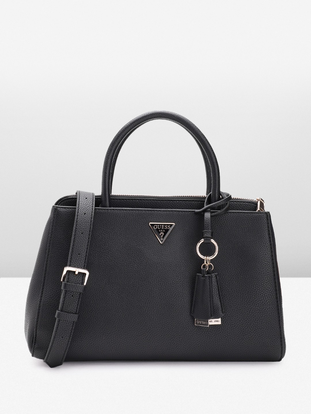 

GUESS Women Textured Structured Handheld Bag, Black