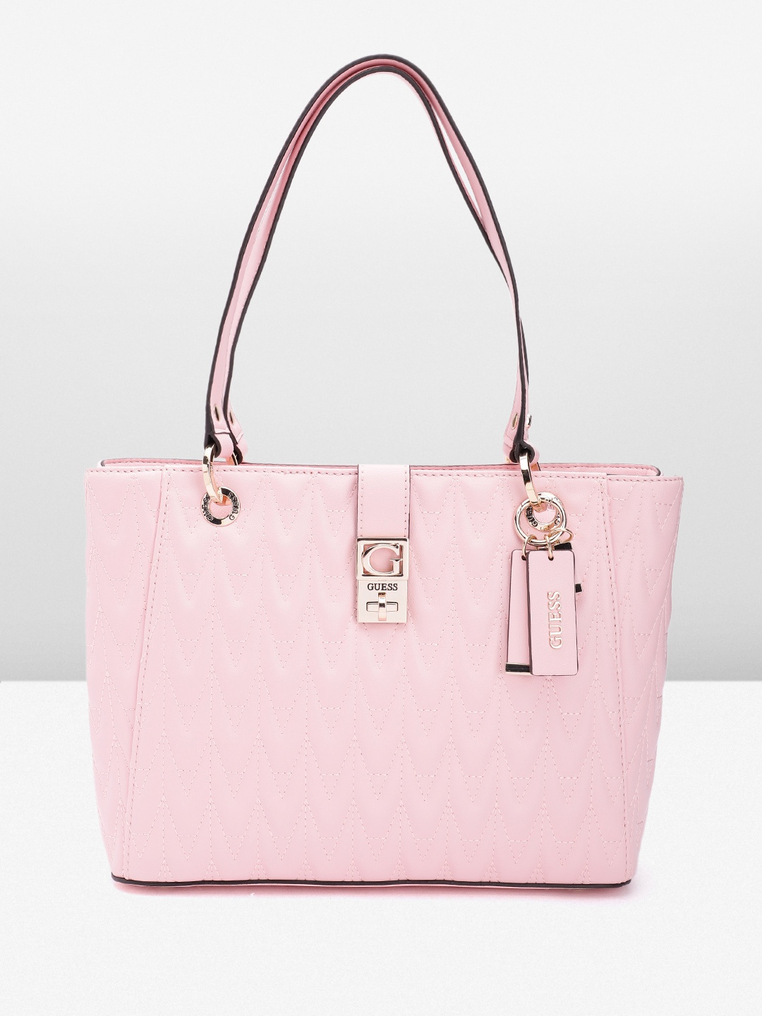 

GUESS Structured Shoulder Bag with Quilted Detail, Pink
