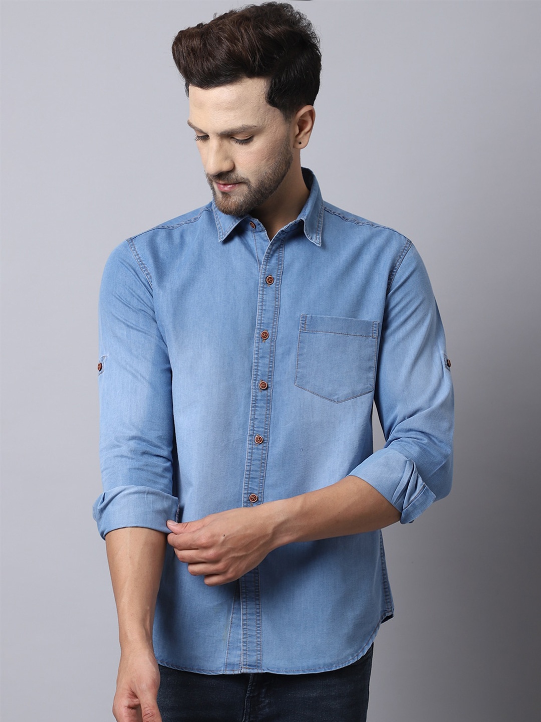 

Metronaut Original Slim Fit Faded Pure Cotton Casual Shirt, Blue