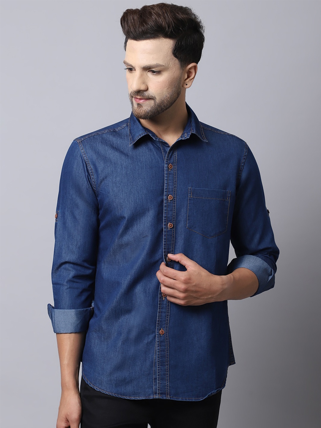 

Metronaut Original Slim Fit Spread Collar Pure Cotton Casual Shirt, Blue