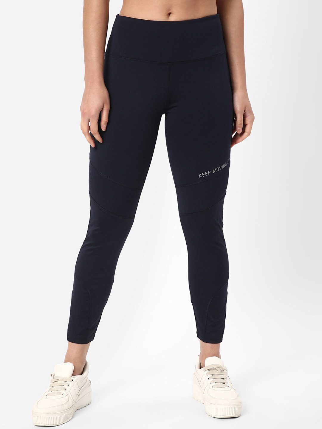 

R&B Women Ankle Length Gym Sports Tights, Navy blue