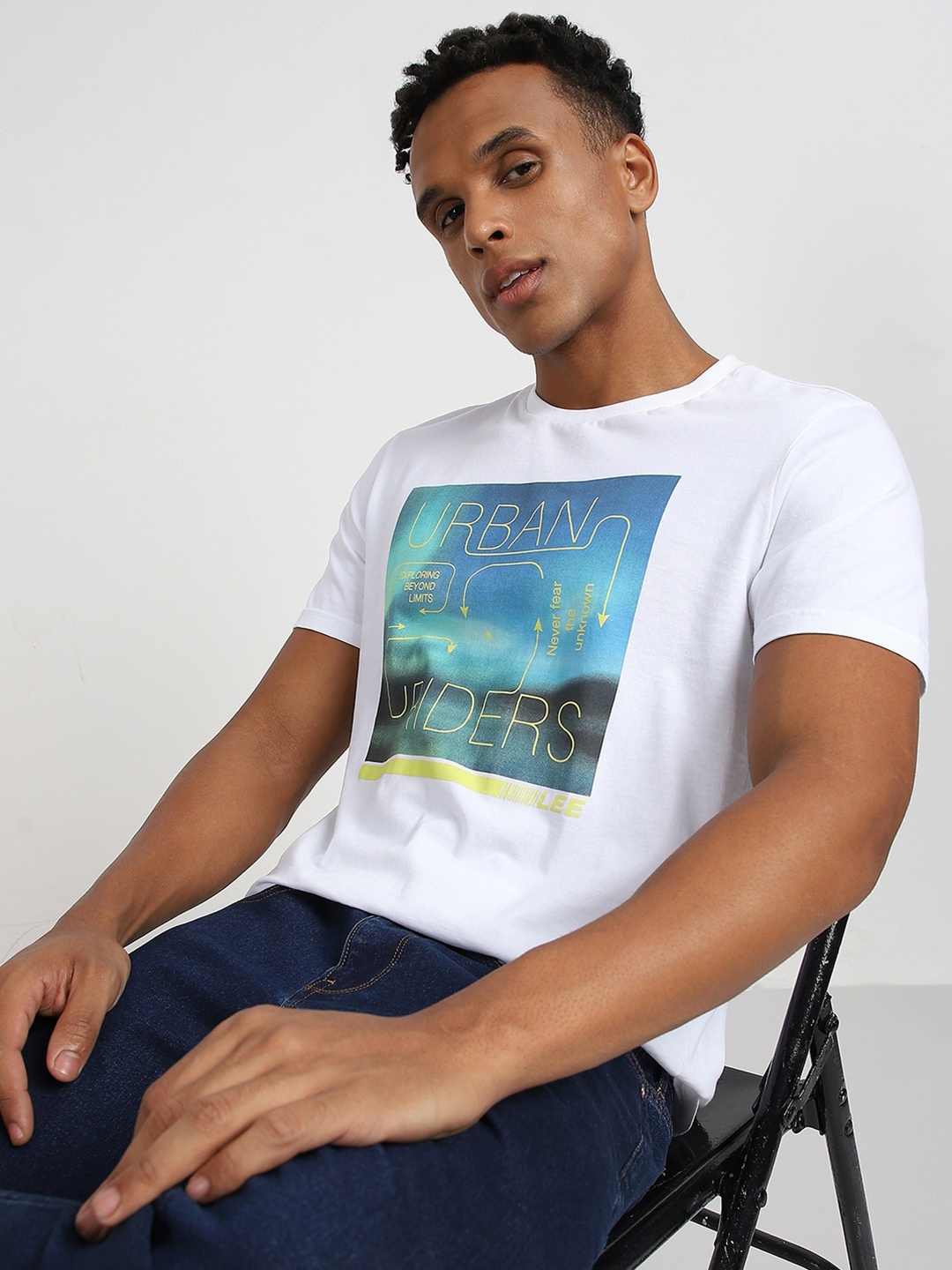 

Lee Typography Printed Cotton Round Neck Slim Fit T-Shirt, White