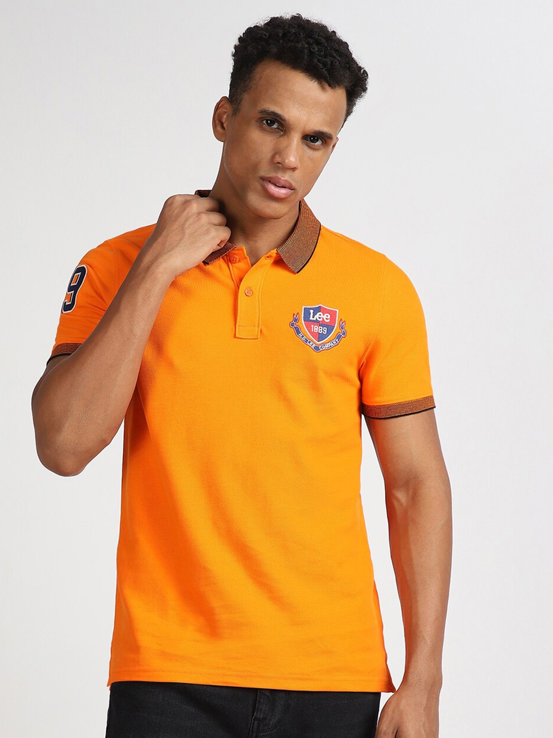 

Lee Polo Collar Slim Fit Cotton T-Shirt, Orange