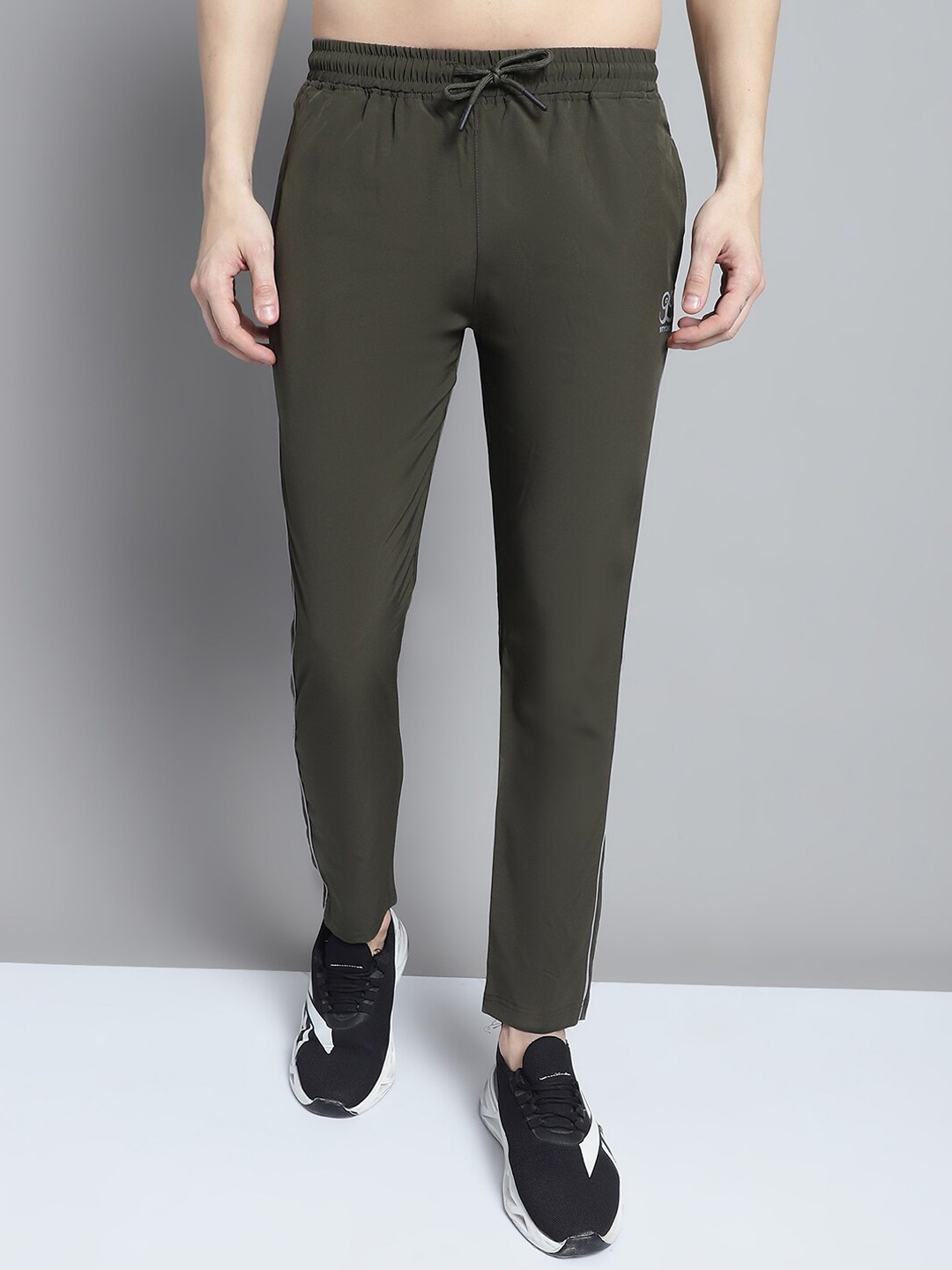 

9ty3ree Men Straight Fit Sports Track Pants, Olive
