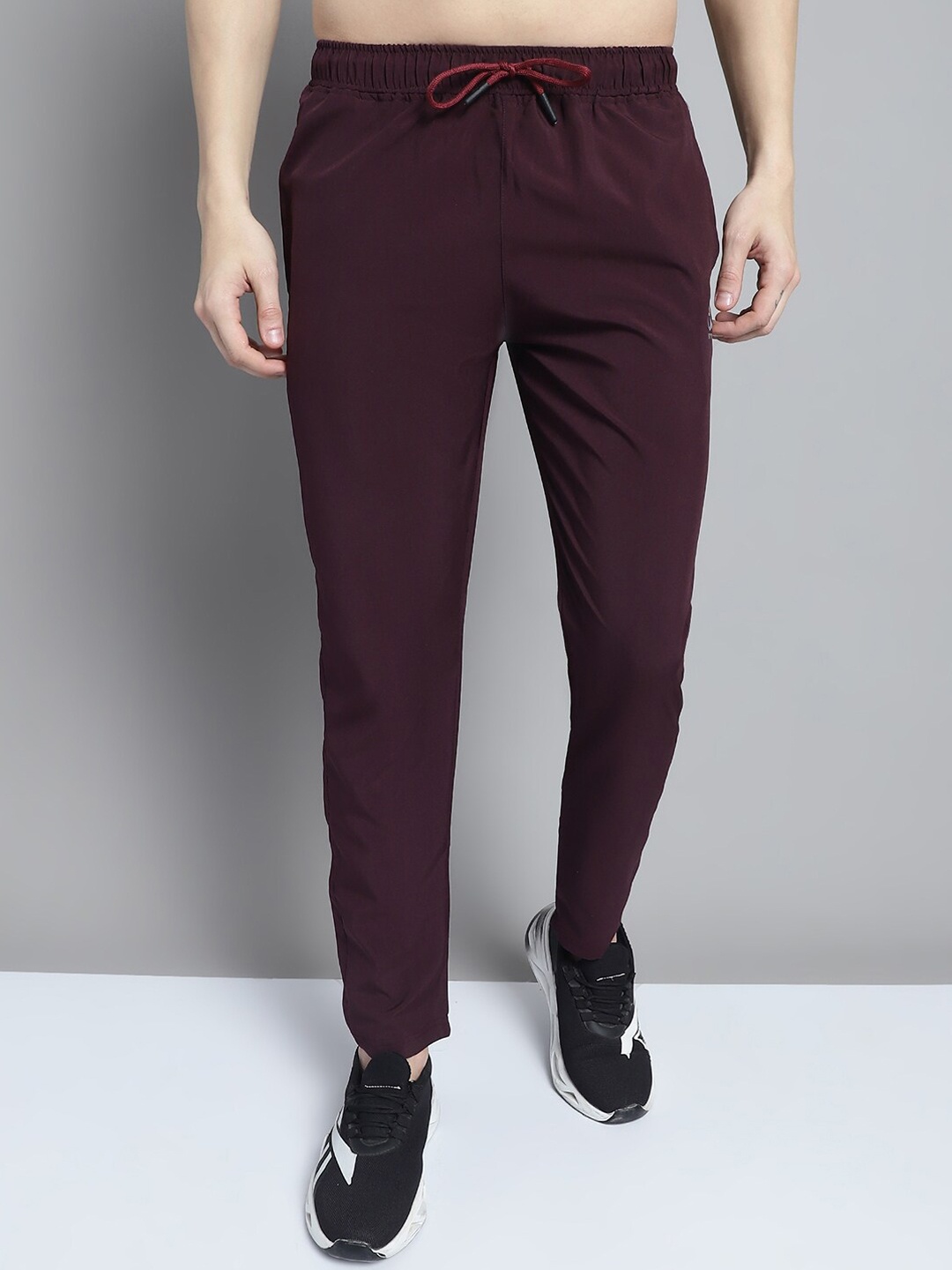 

9ty3ree Men Straight Fit Sports Track Pants, Maroon