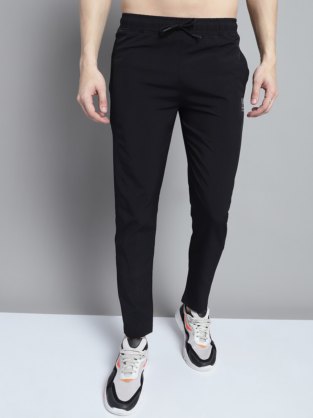 

9ty3ree Men Straight Fit Sports Track Pants, Black
