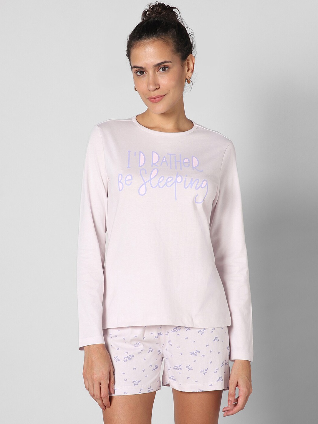 

Dreamz by Pantaloons Typography Printed Pure Cotton Night suit, Pink