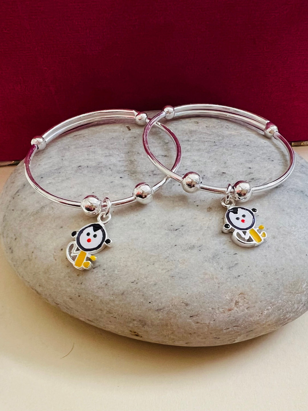 

Arte Jewels Kids Set Of 2 Silver Hallmark Baby Bangles