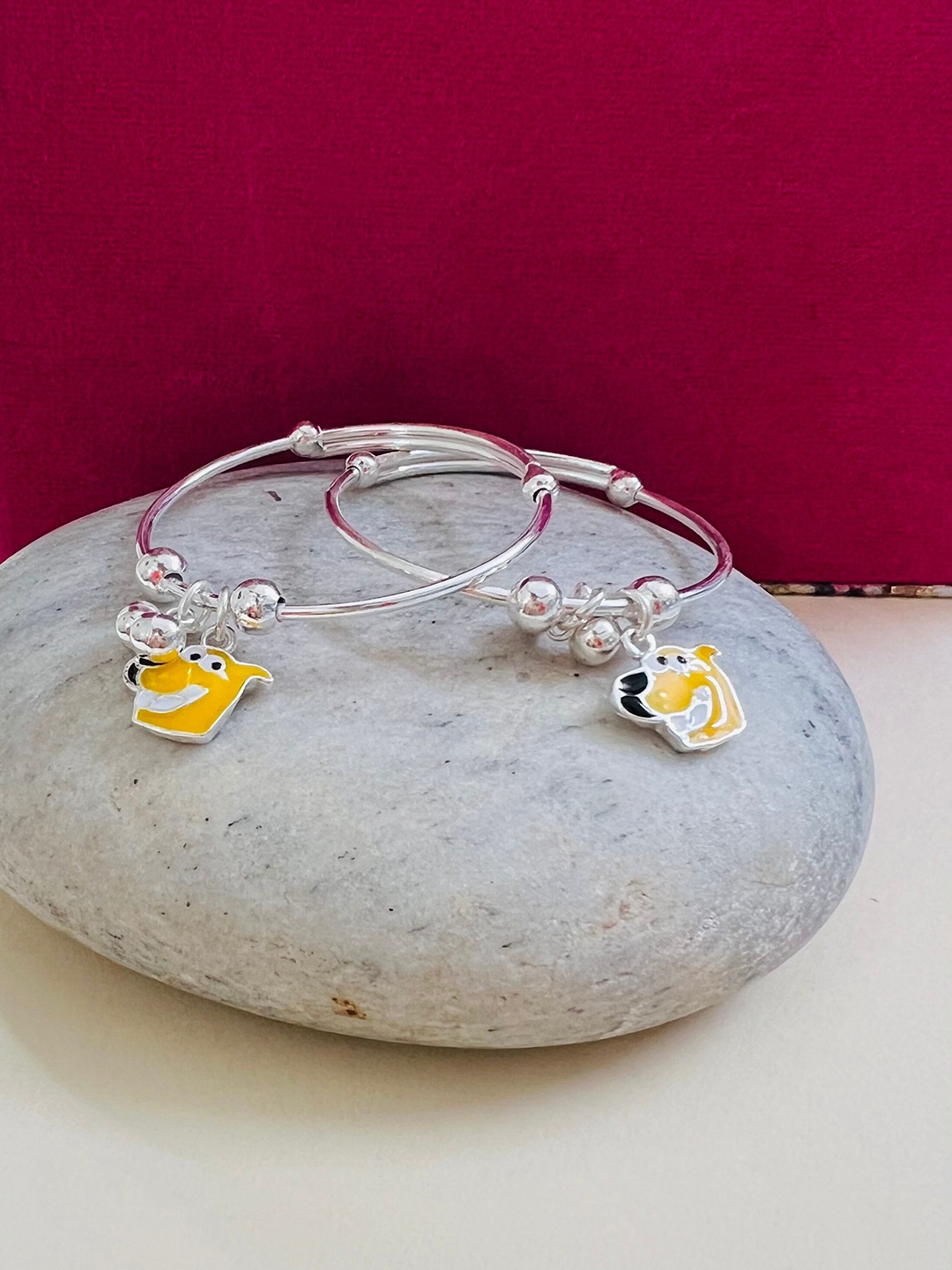 

Arte Jewels Kids Set Of 2 Silver Hallmark Baby Bangles