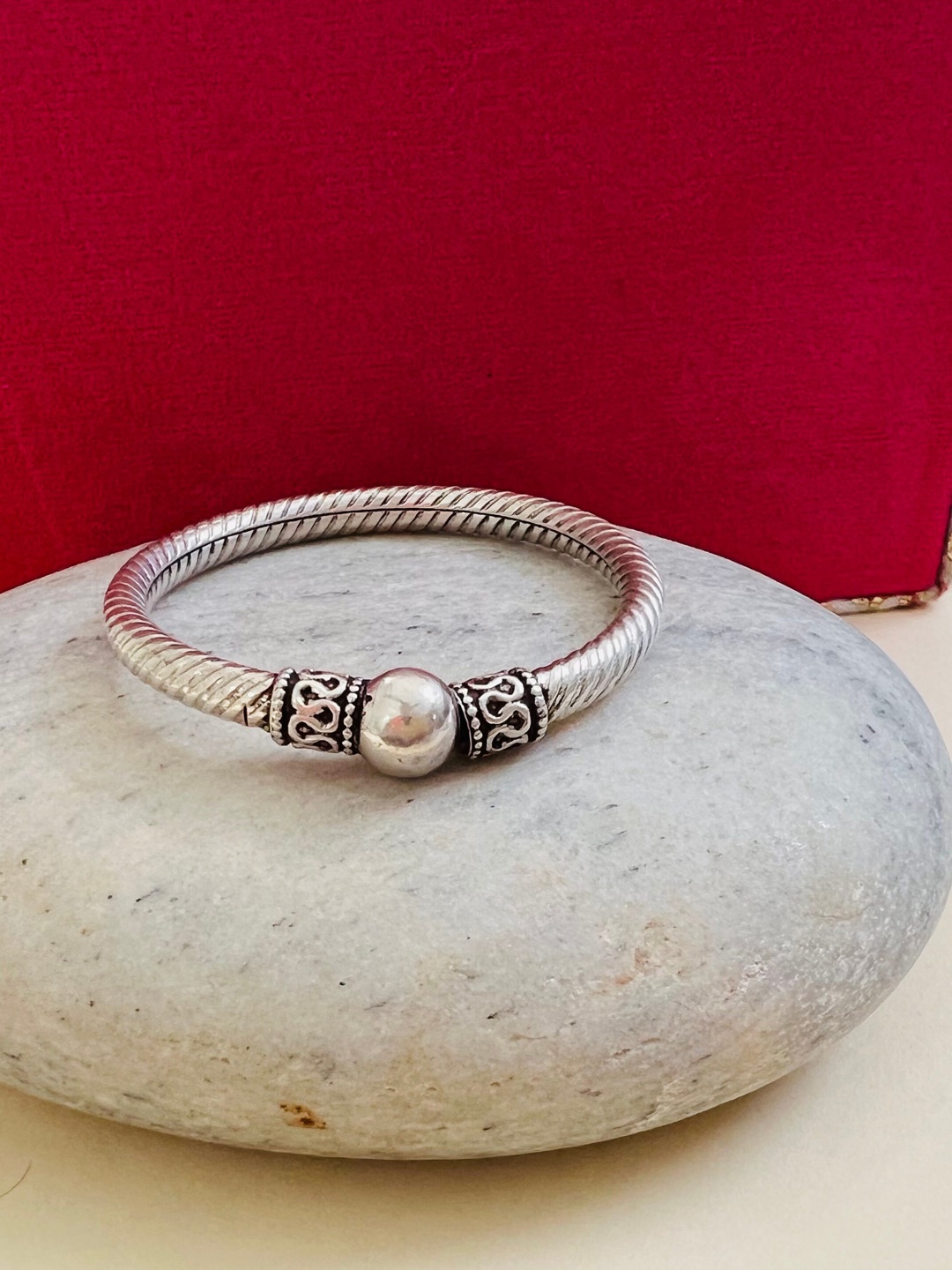 

Arte Jewels Kids Set Of 2 Silver-Plated Antique Bangles