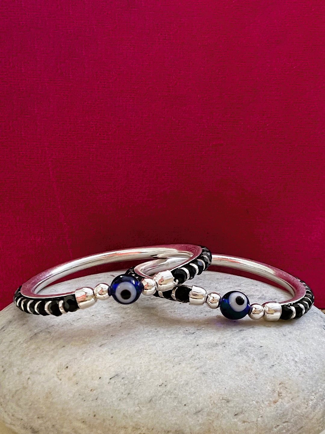 

Arte Jewels Kids Set Of 2 925 Sterling Silver Evil Eye Bangle