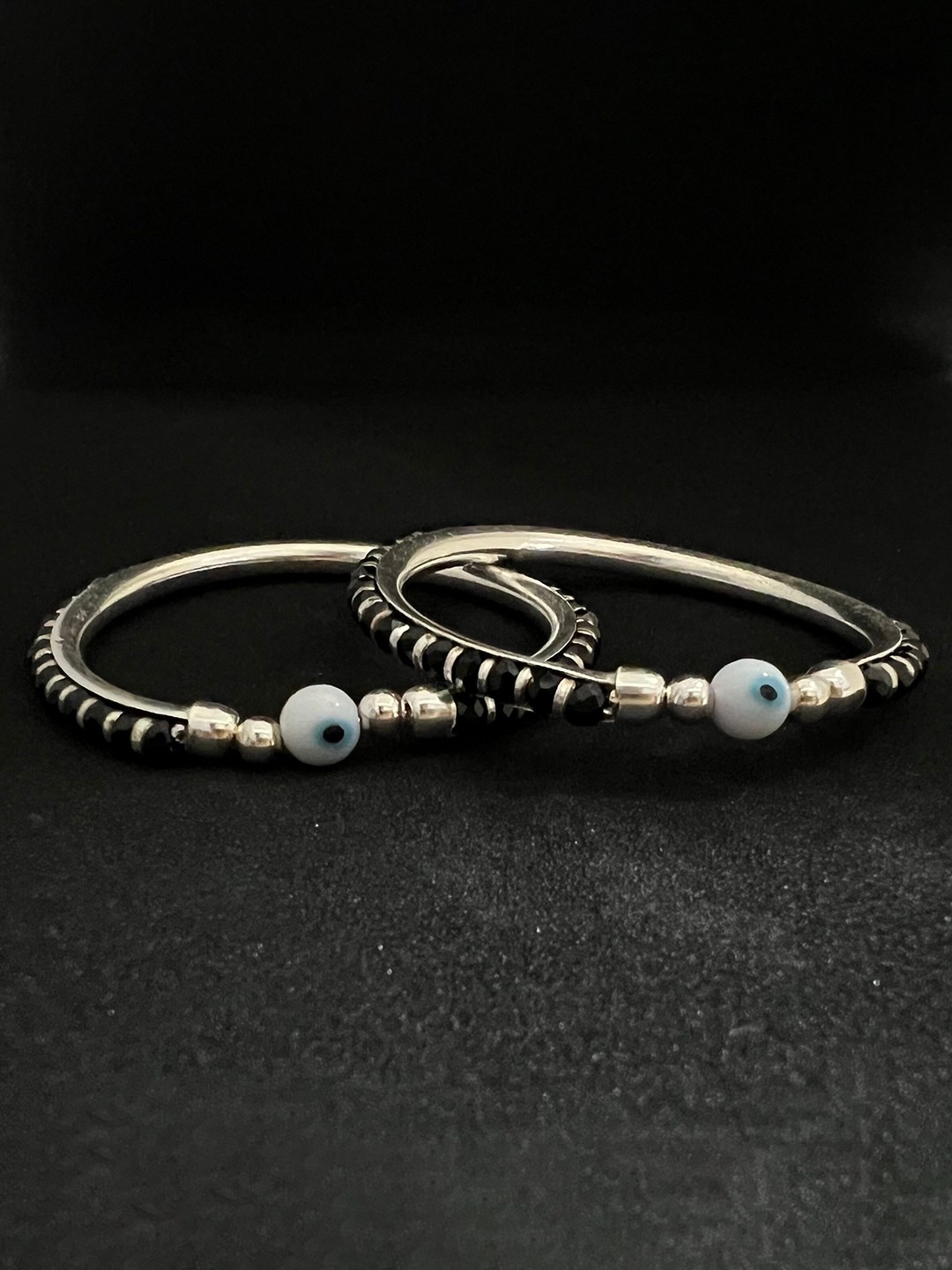 

Arte Jewels Kids Set Of 2 Silver Evil Eye Hallmark Bangles