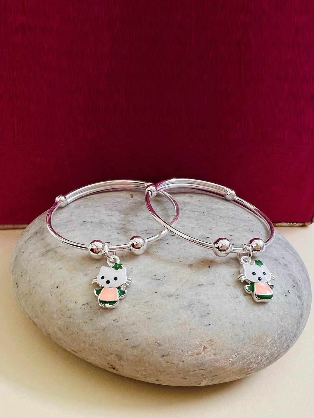 

Arte Jewels Kids Set Of 2 Silver Hallmark Baby Bangles