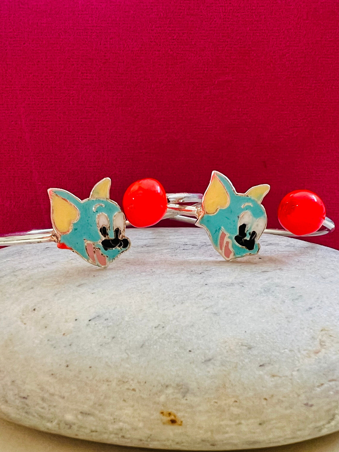 

Arte Jewels Kids Set Of Two 925 Hallmark Silver Mickey Mouse Charm Adjustable Bangles