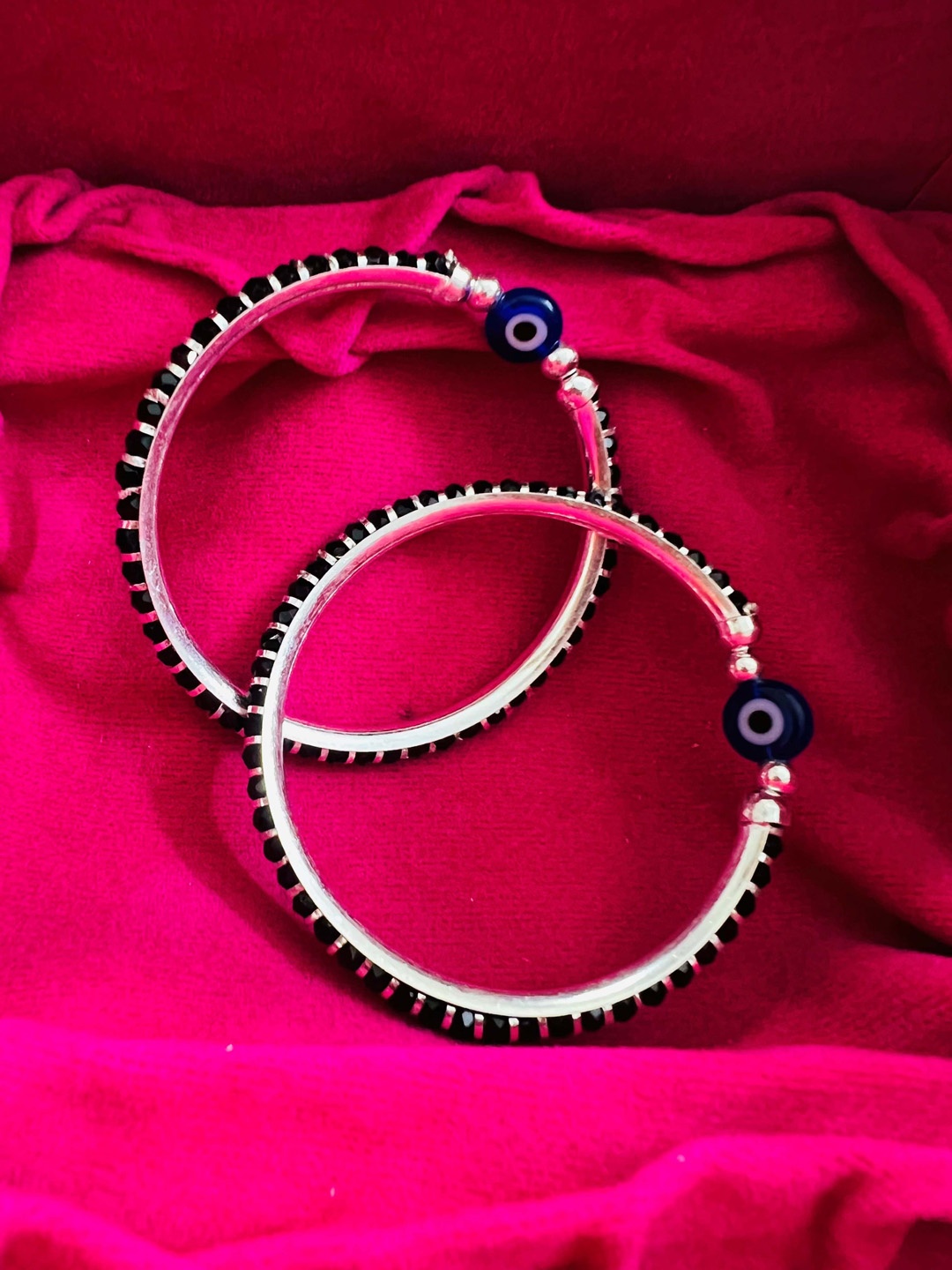 

Arte Jewels Set Of 2 925 Silver Evil Eye Hallmark Baby Bangle