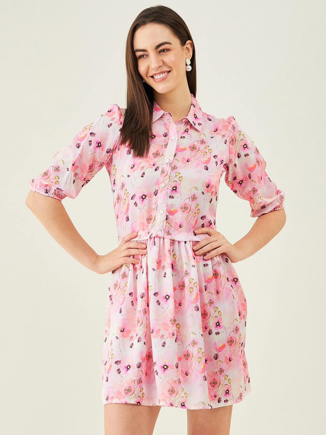 

Modeve Floral Printed A-line Dress, Pink