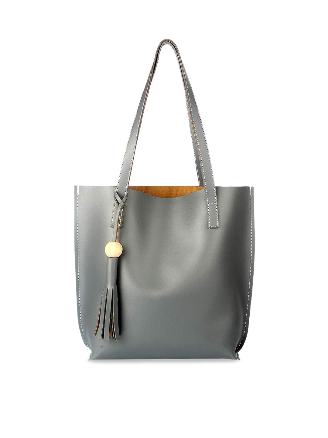 

Style Shoes Textured Shopper Tote Bag With Tasselled, Grey