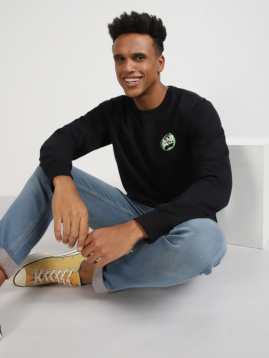 

Lee Typography Printed Cotton Sweatshirt, Black