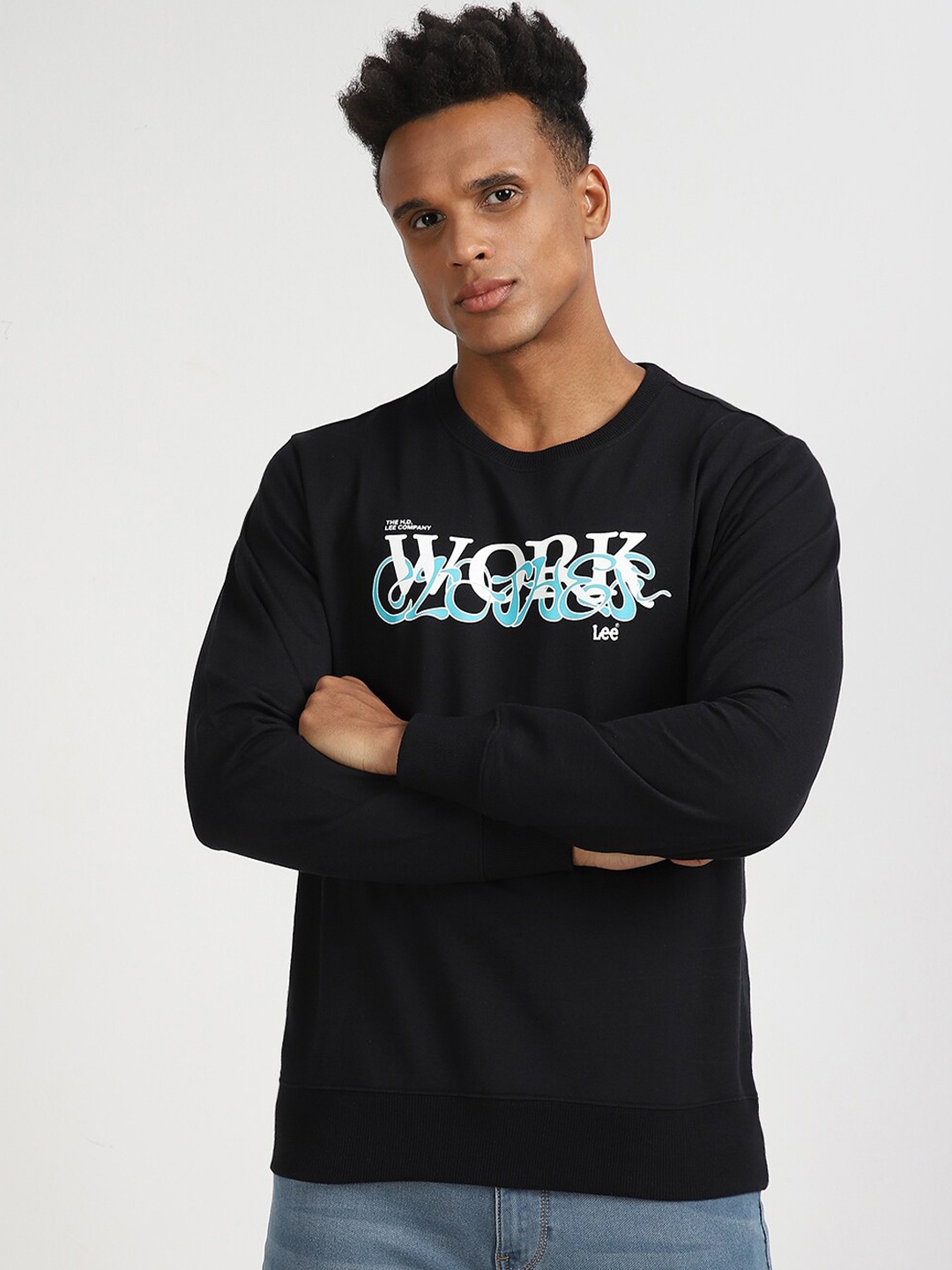 

Lee Typography Printed Cotton Sweatshirt, Black