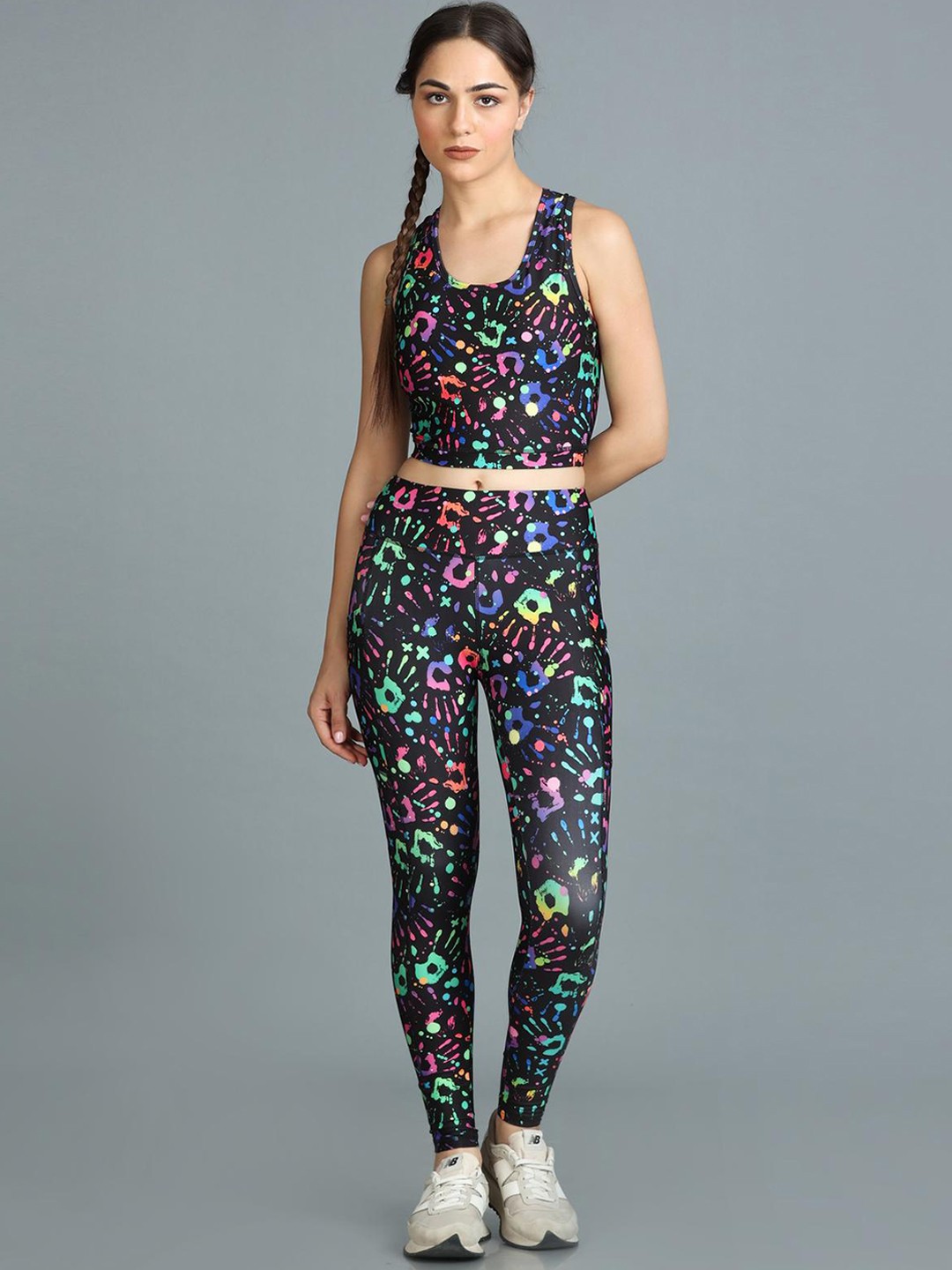 

The Dance Bible Printed Padded Sports Top & Activewear Leggings Co-Ords, Black