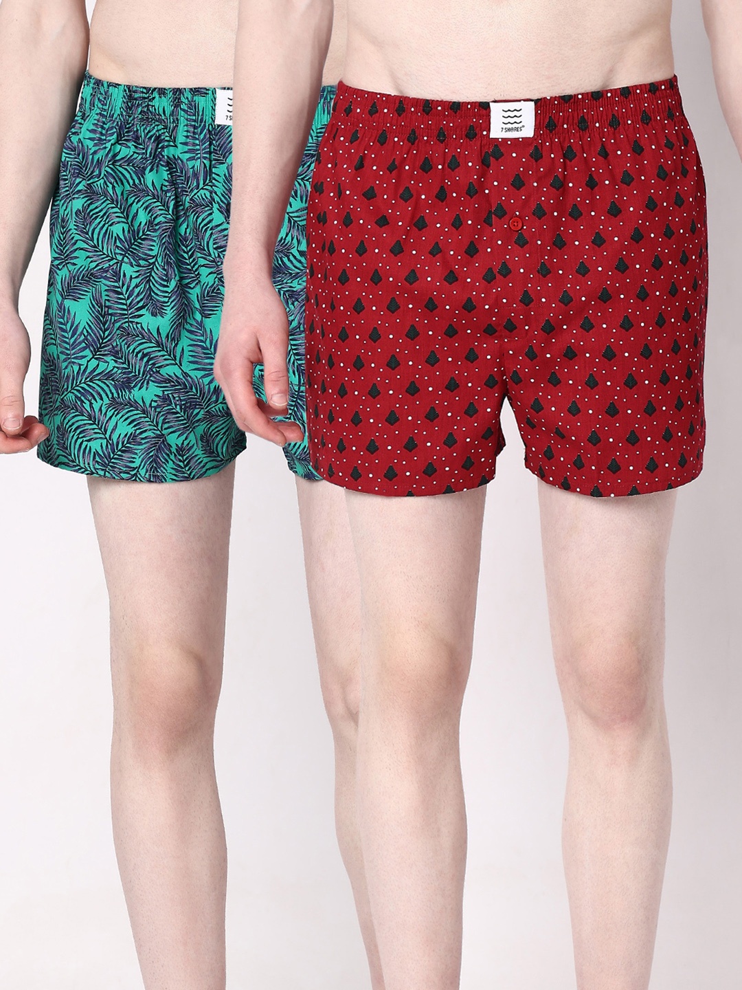 

7Shores Pack Of 2 Printed Cotton Boxers BST-001, Red