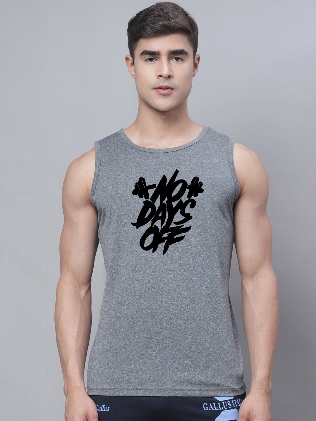 

Friskers Typography Printed Gym Vest, Grey