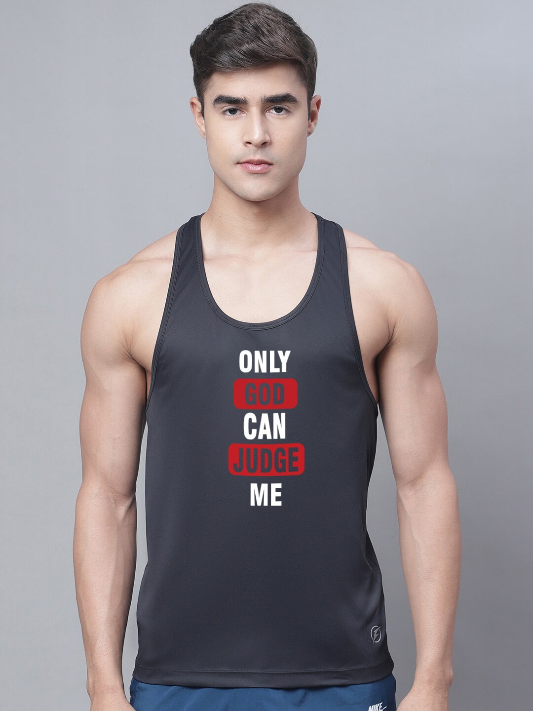 

Friskers Printed Dry Fit Gym Vest, Charcoal