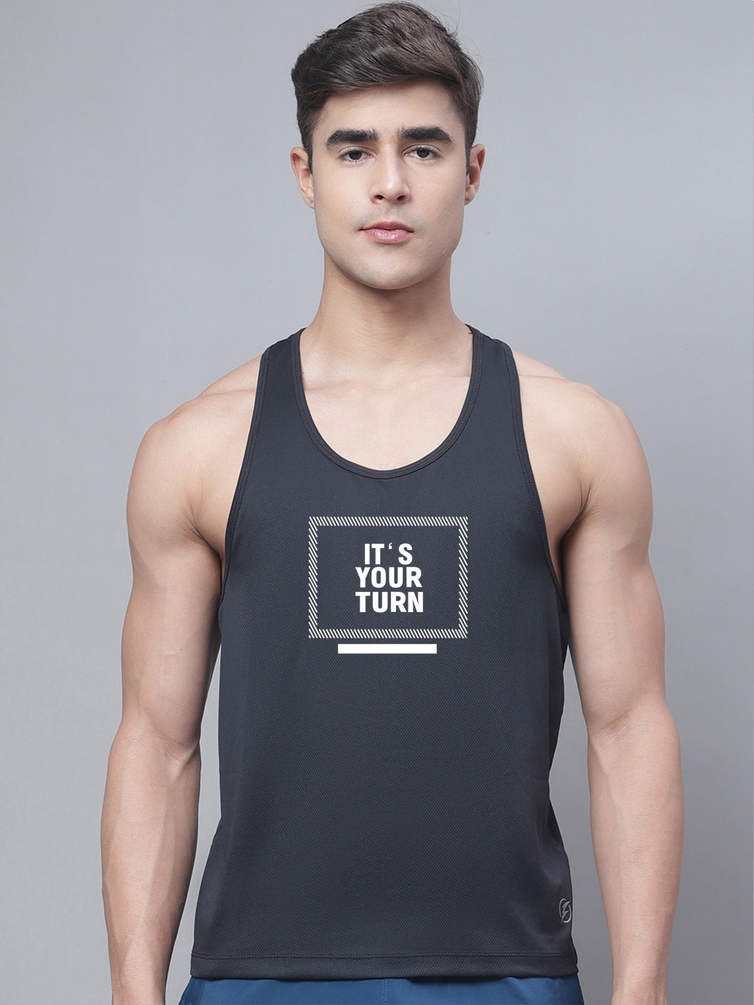 

Friskers Printed Dry Fit Gym Vest, Charcoal