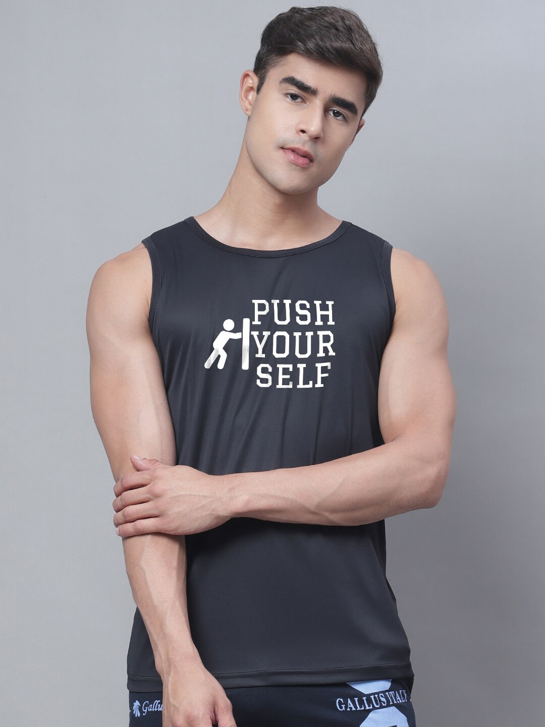 

Friskers Printed Dry Fit Gym Vest, Charcoal