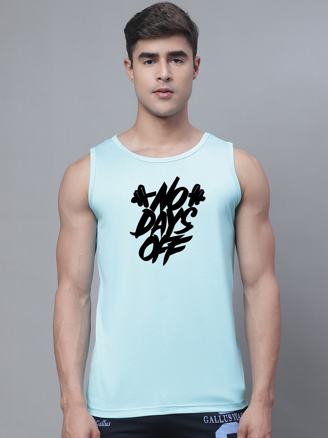 

Friskers Typography Printed Gym Vest, Turquoise blue