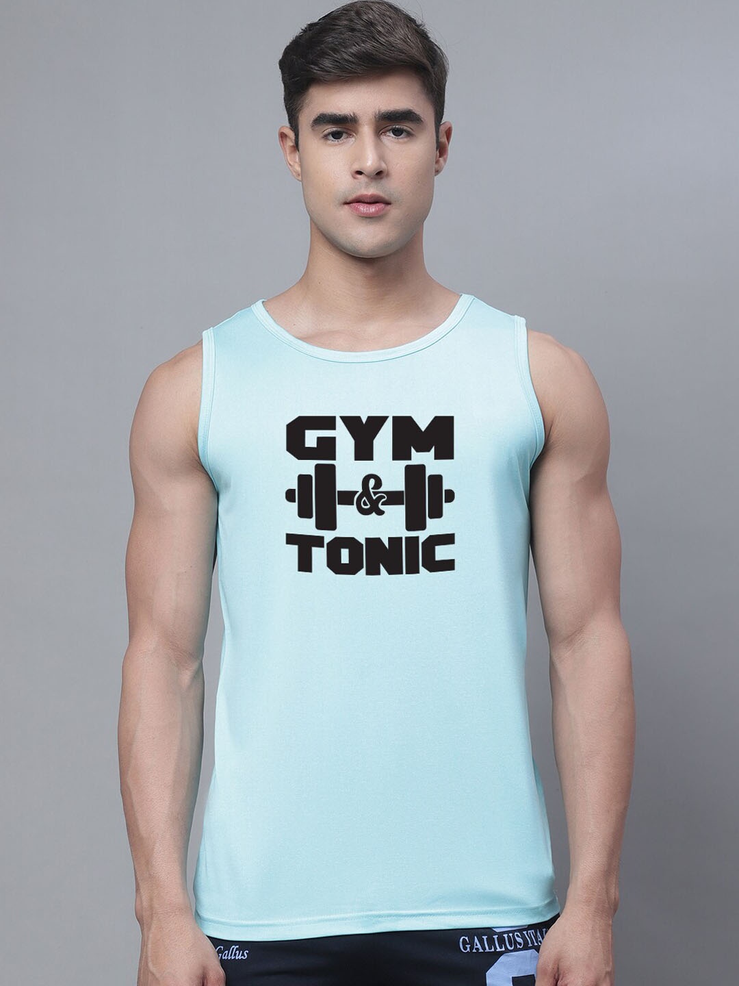 

Friskers Printed Dry Fit Gym Vest, Turquoise blue
