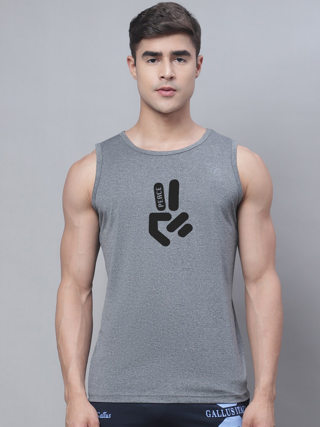 

Friskers Printed Dry Fit Gym Vests, Grey