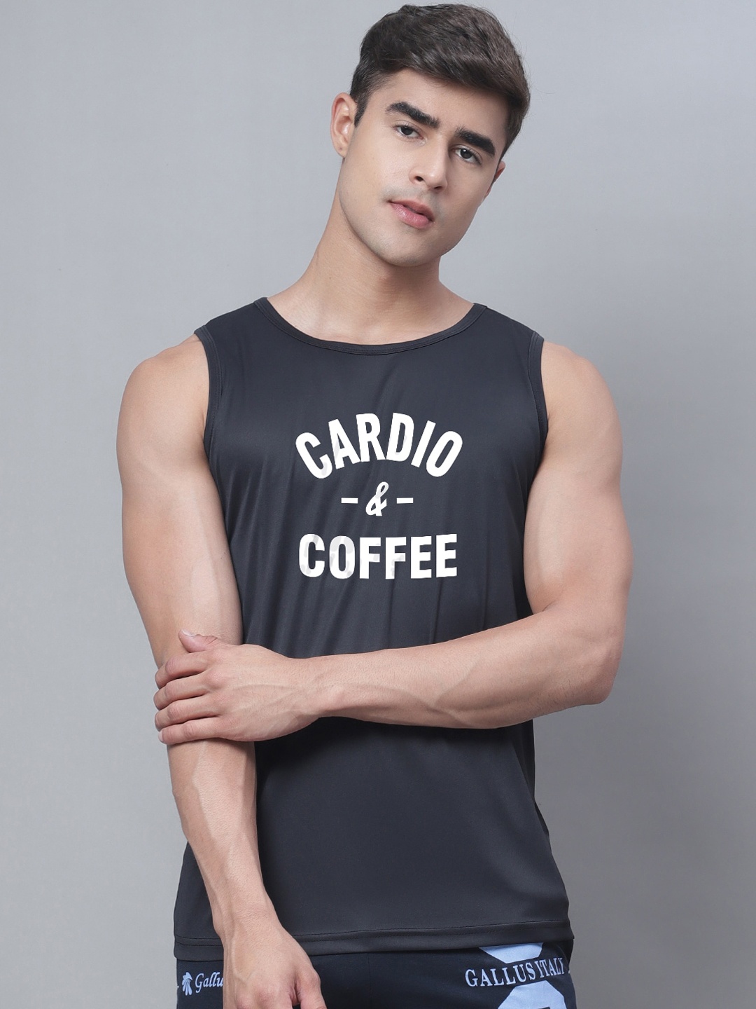 

Friskers Printed Dry Fit Gym Vest, Black