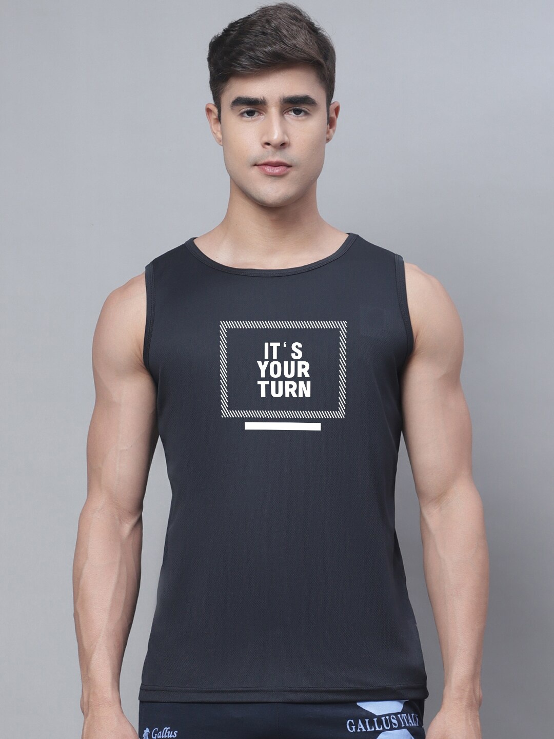 

Friskers Round-Neck Sleeveless Innerwear Gym Vests, Black