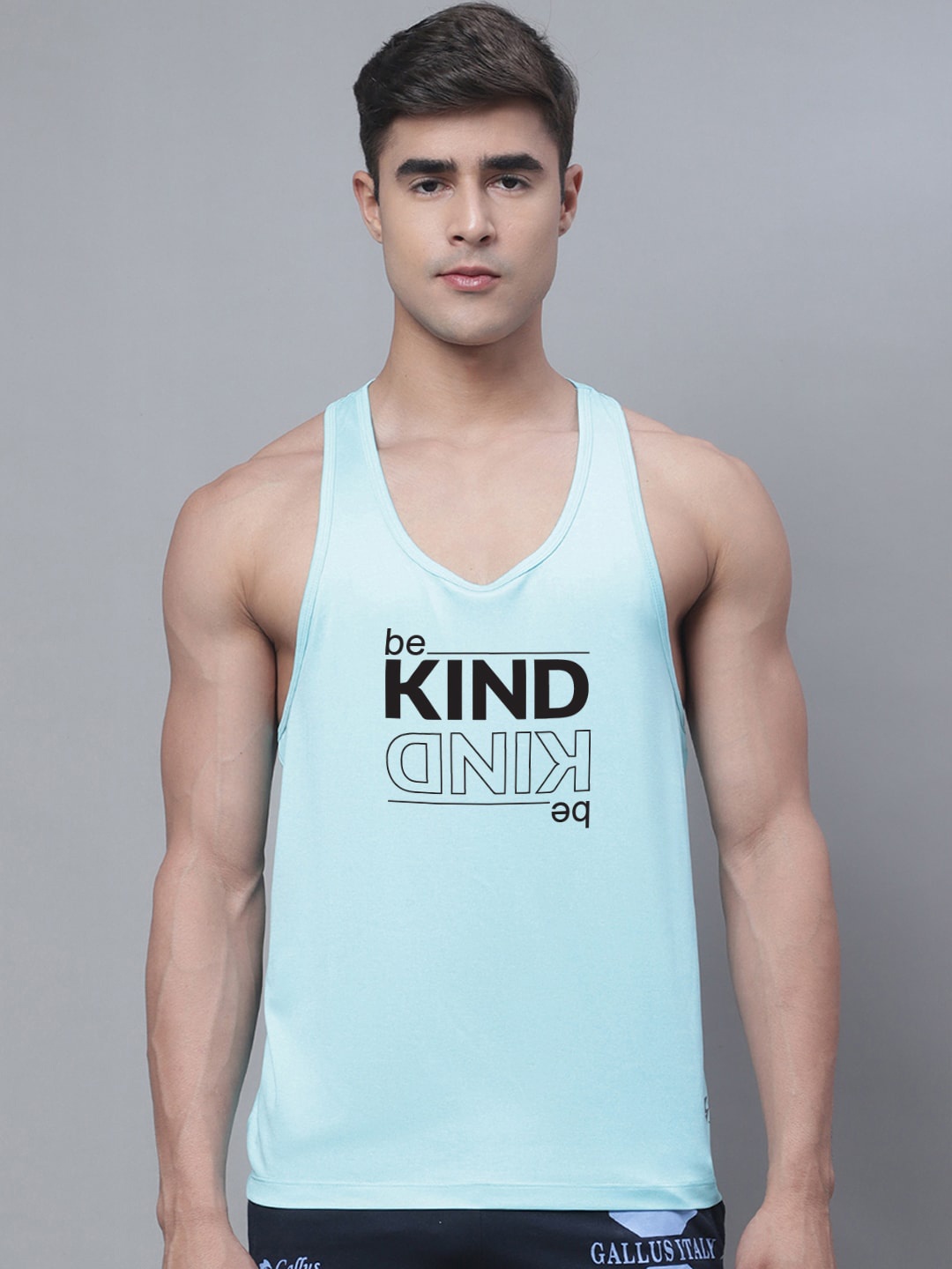 

Friskers Printed Dry Fit Gym Vest, Turquoise blue