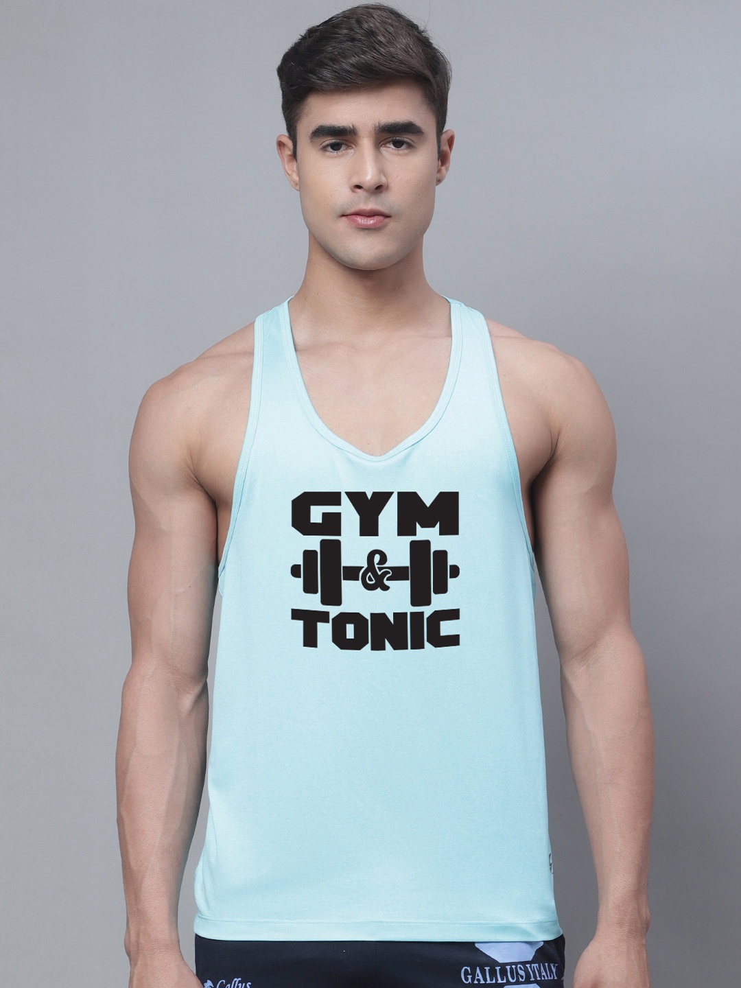 

Friskers Printed Dry Fit Gym Vest, Turquoise blue