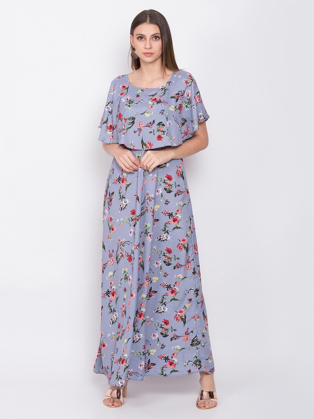 

OCEANISTA Floral Printed Maxi Dress, Blue