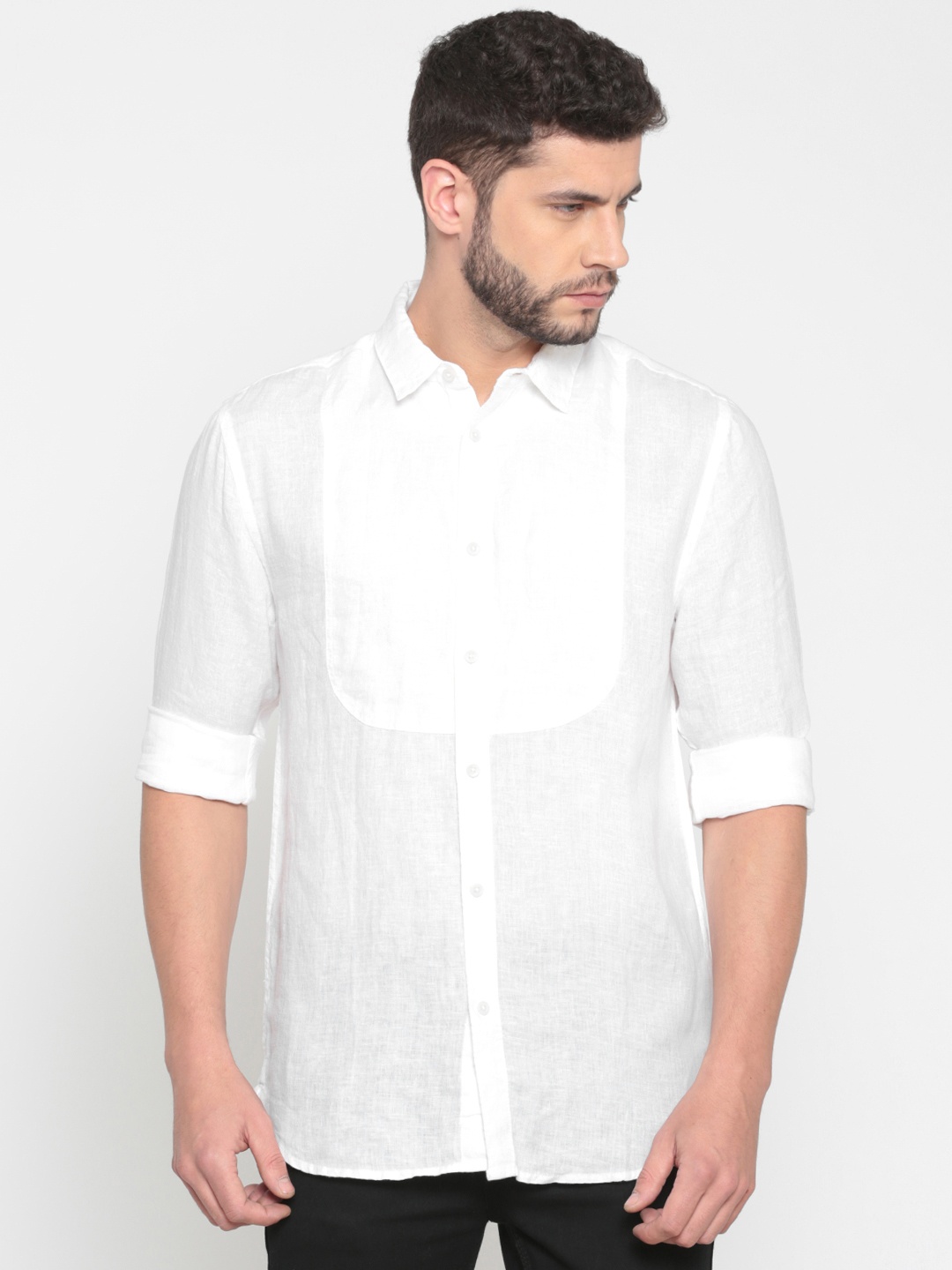 

Jack & Jones Men Off-White Slim Fit Solid Casual Shirt