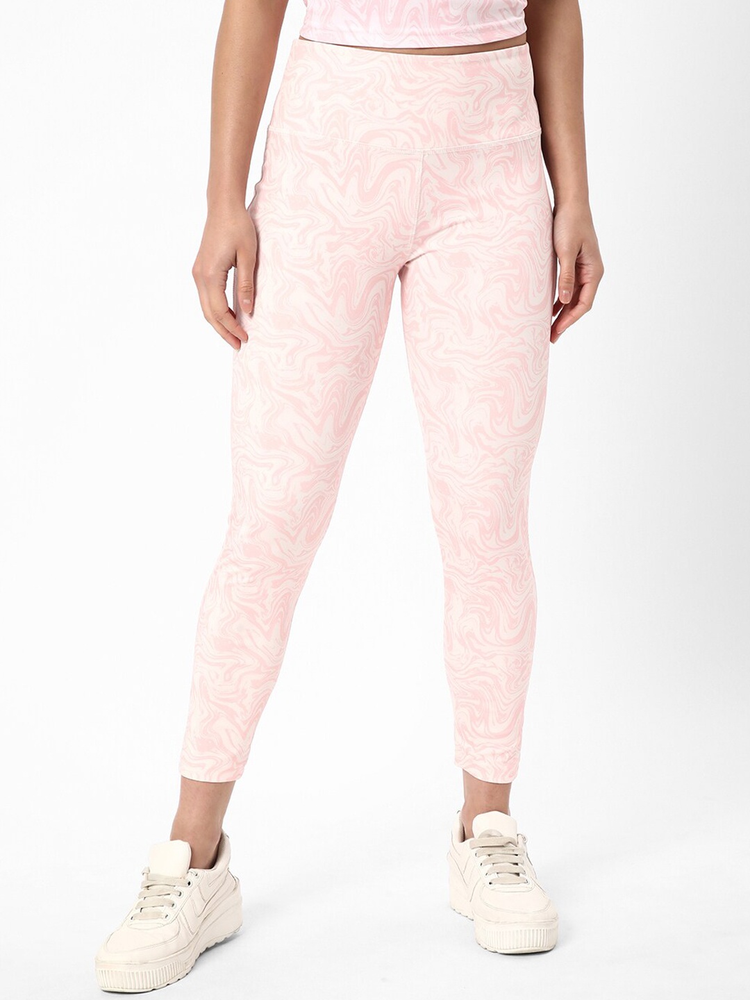 

R&B Women Mid Rise Printed Tights, Pink