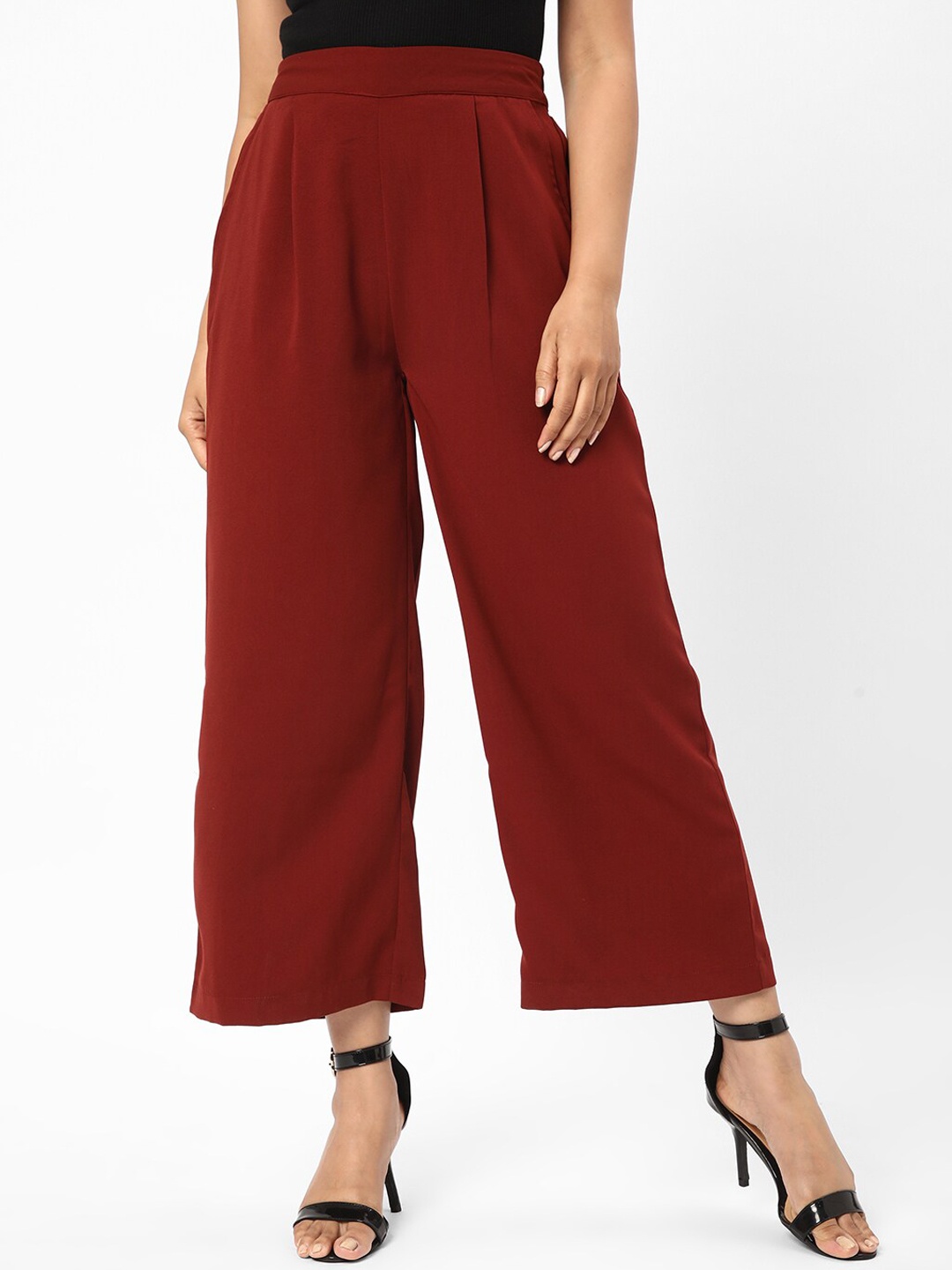 

R&B Women Flared Fit Culottes Trousers, Maroon