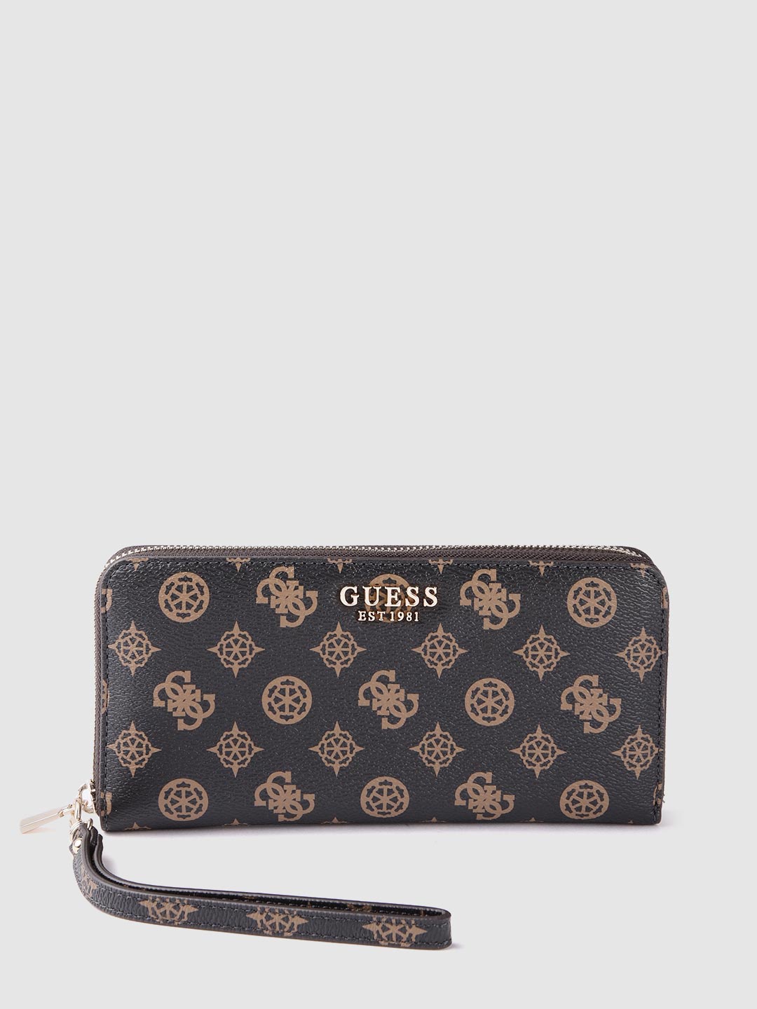 

GUESS Women Brand Logo Printed Zip Around Wallet, Brown