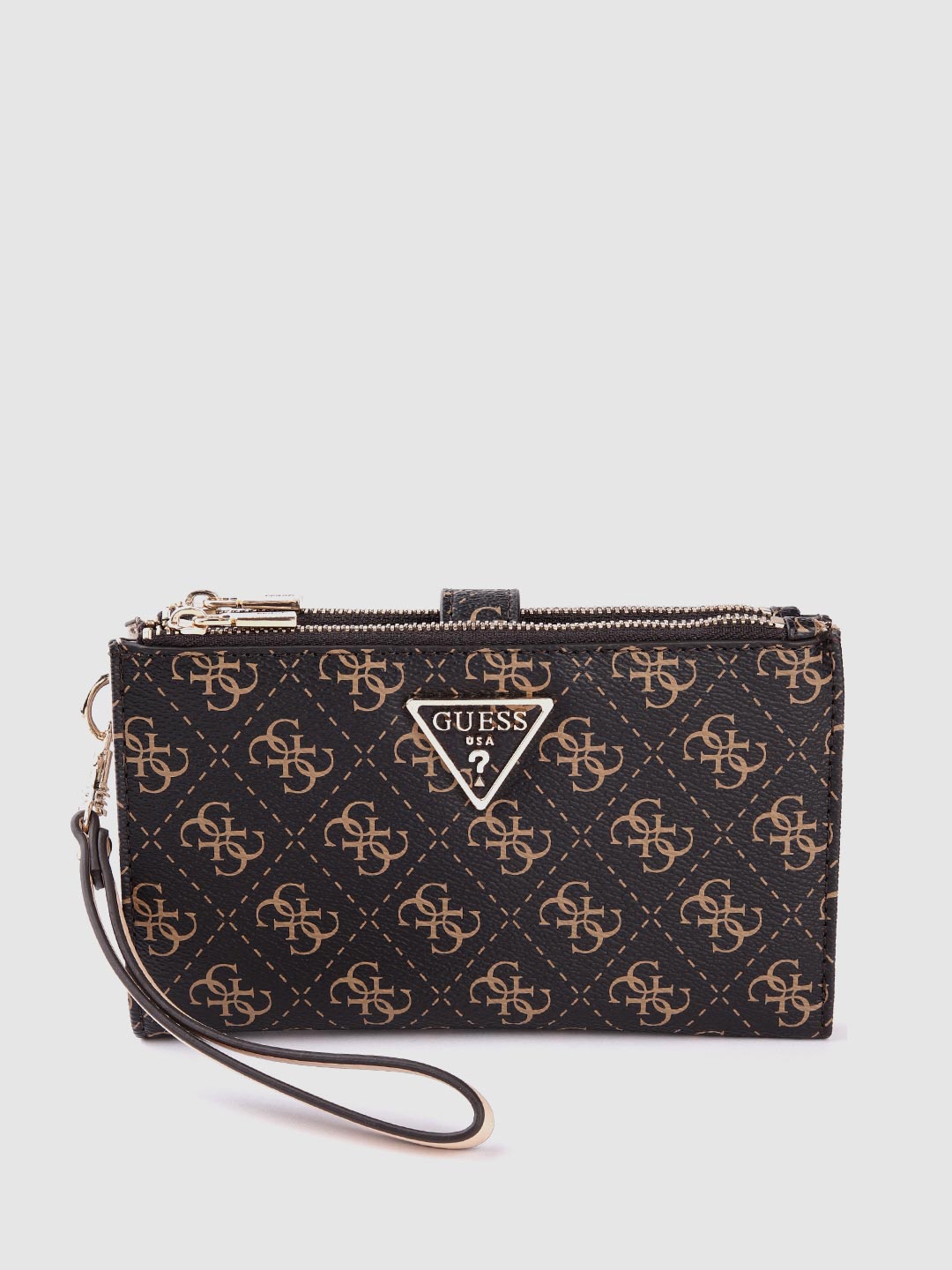 

GUESS Brand Logo Printed Two Fold Wallet, Brown