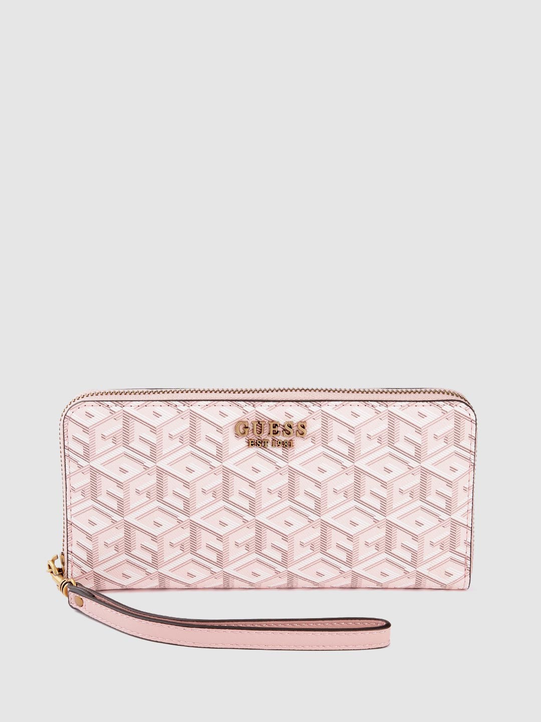 

GUESS Brand Logo Printed Zip Around Wallet, Pink