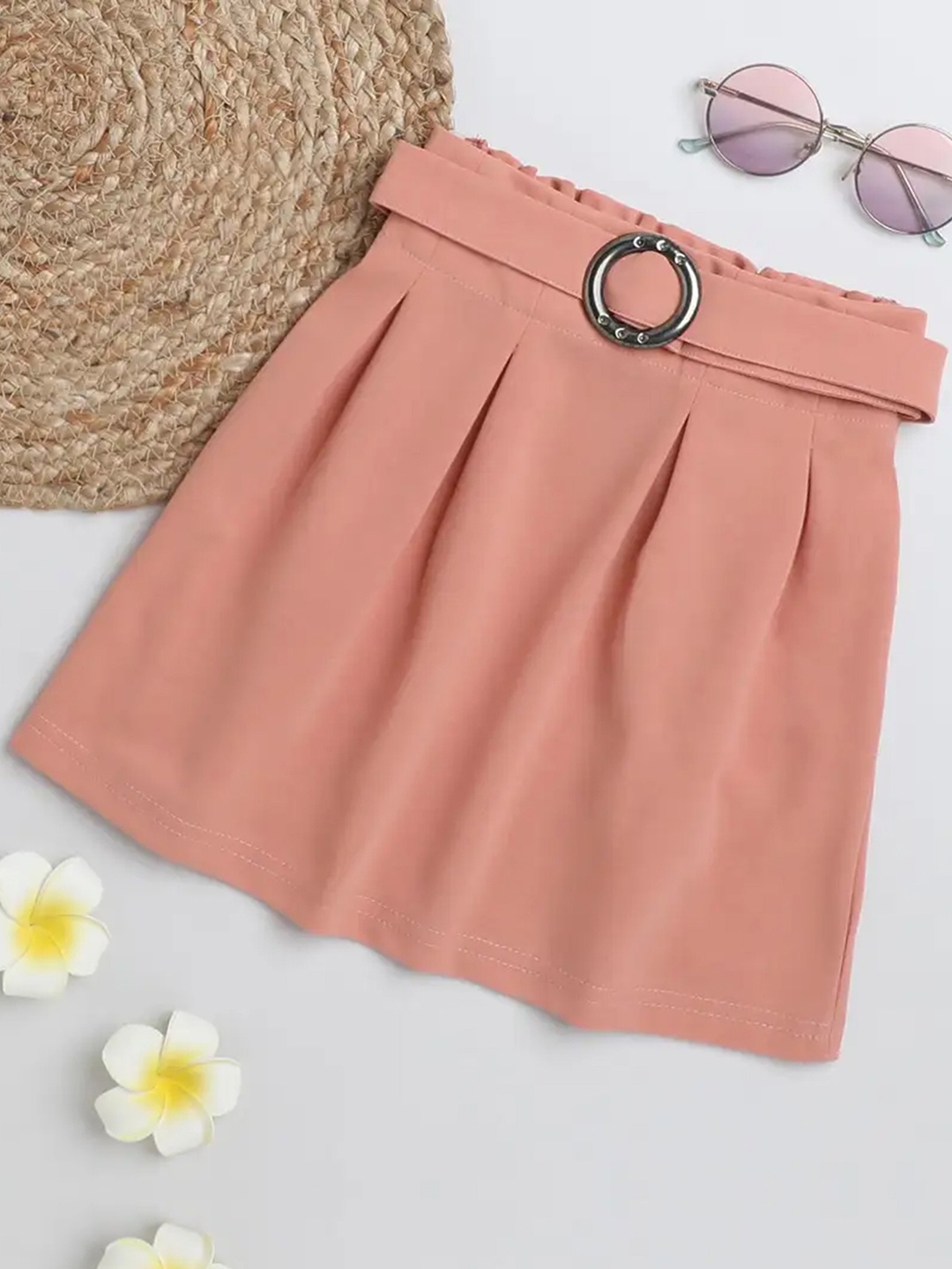 

ADDYVERO Girls Pleated A Line Knee Length Skirt, Pink