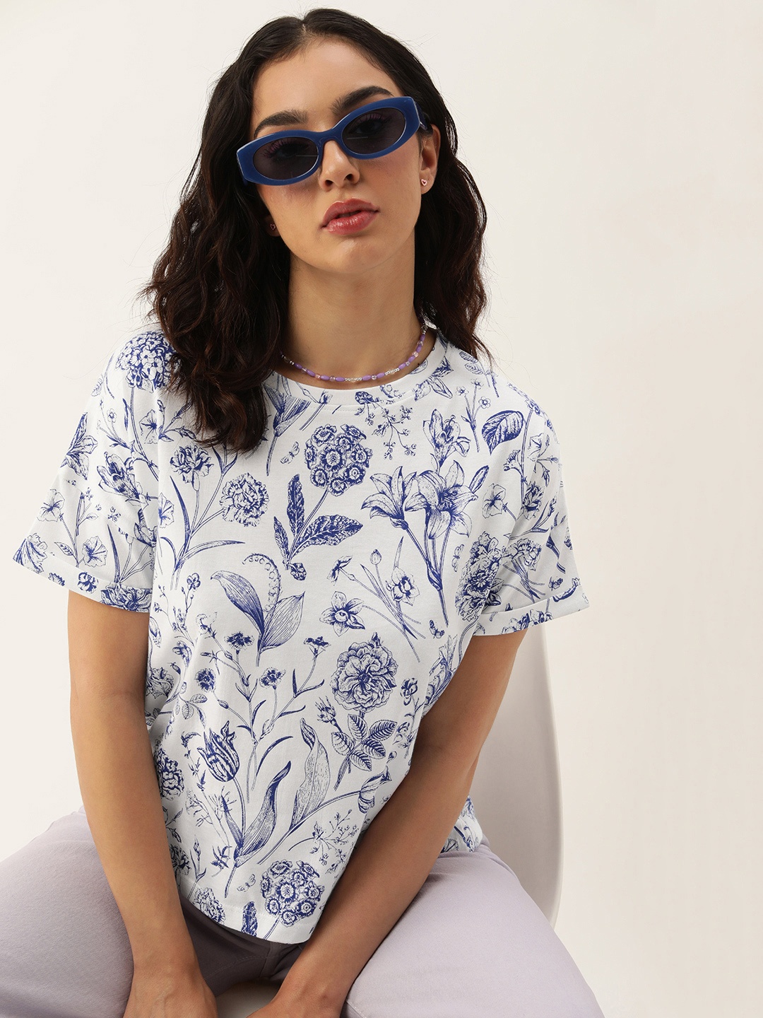 

Kook N Keech Floral Printed Boxy T-shirt, White